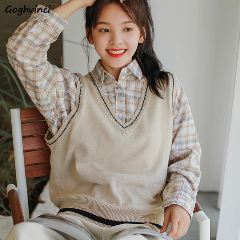 Sweater Vest Women Autumn Loose V-neck Sleeveless  – Grandado