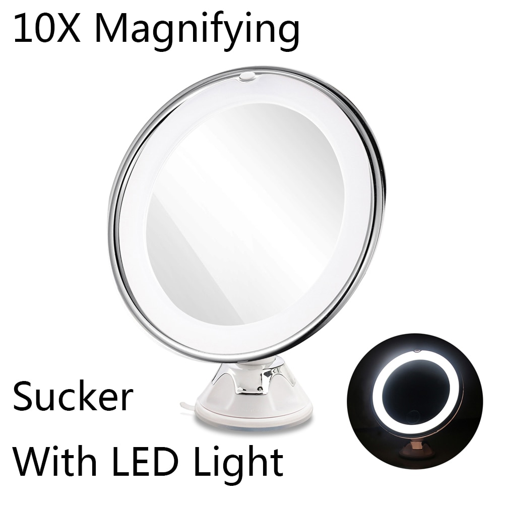 1Pcs 8 Inch 10X Duurzaam Zuignap Led Vergrootglas Utility Cosmetische Spiegel Voor Douche Maken Up Vrouwen