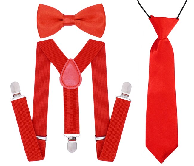 Justerbare seler til drenge og piger med slips og slips: Rød