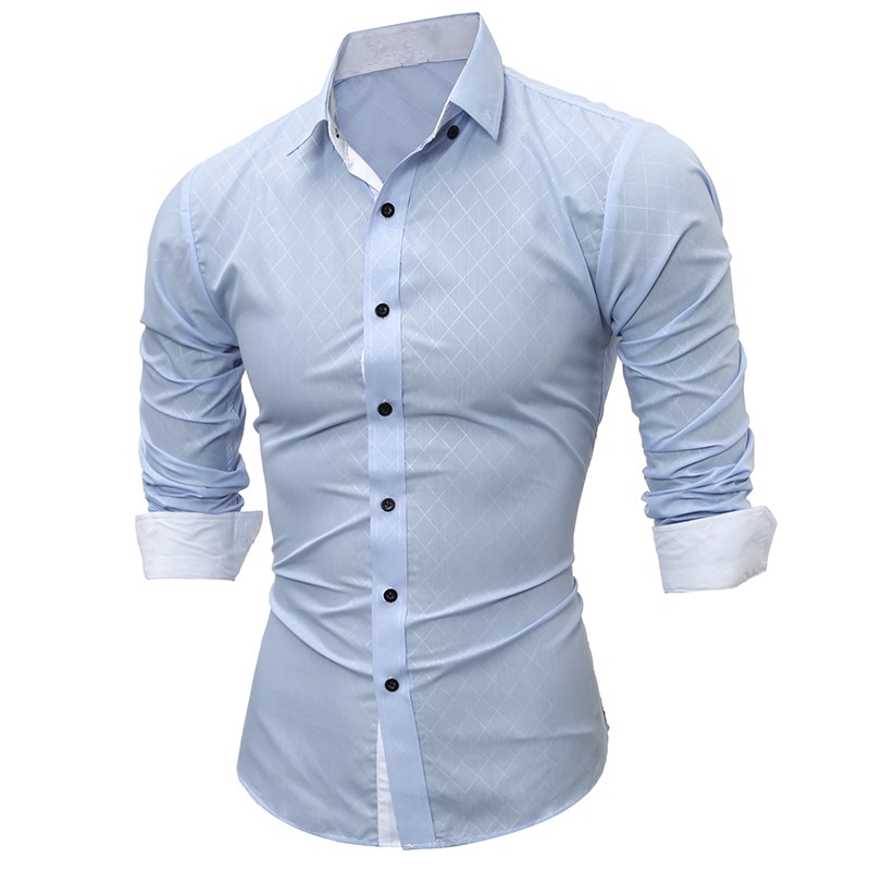 Nouveaux Hommes Manches Longues décontracté Chemise Smoking Chemise Couleur Uni Tenue Pratique Fine Noir Chemises Habillées Pour Hommes Camisa Sociale Masculina