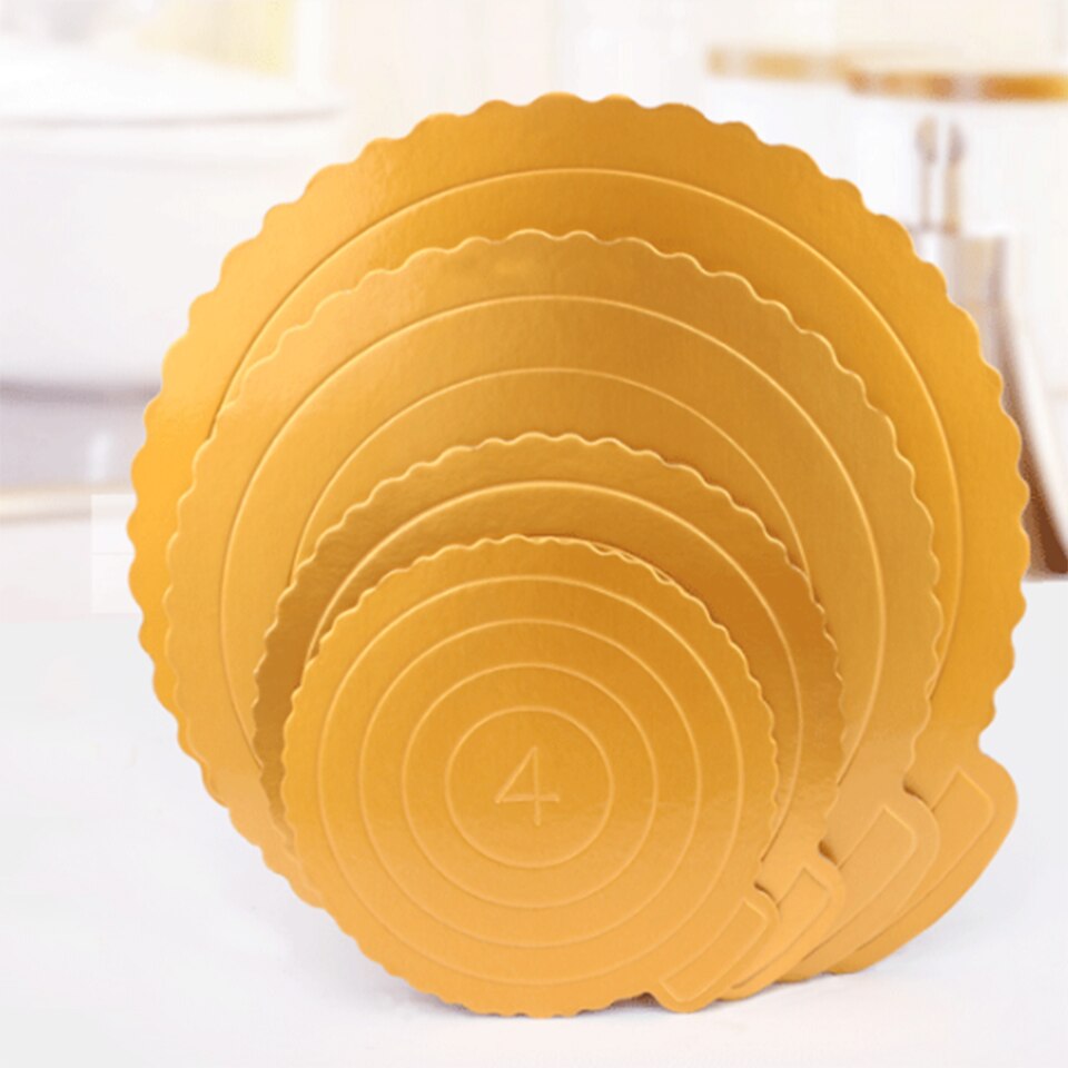Transhome Baking Tools For Cakes 5 Pcs/set Cake Board Round Gold Cardboard Tray Cupcake Dessert Displays Tray Birthday Cake Tray