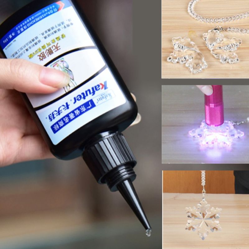 Pegamento líquido para reparación de vidrio transparente, adhesivo UV de 50ML, K-300