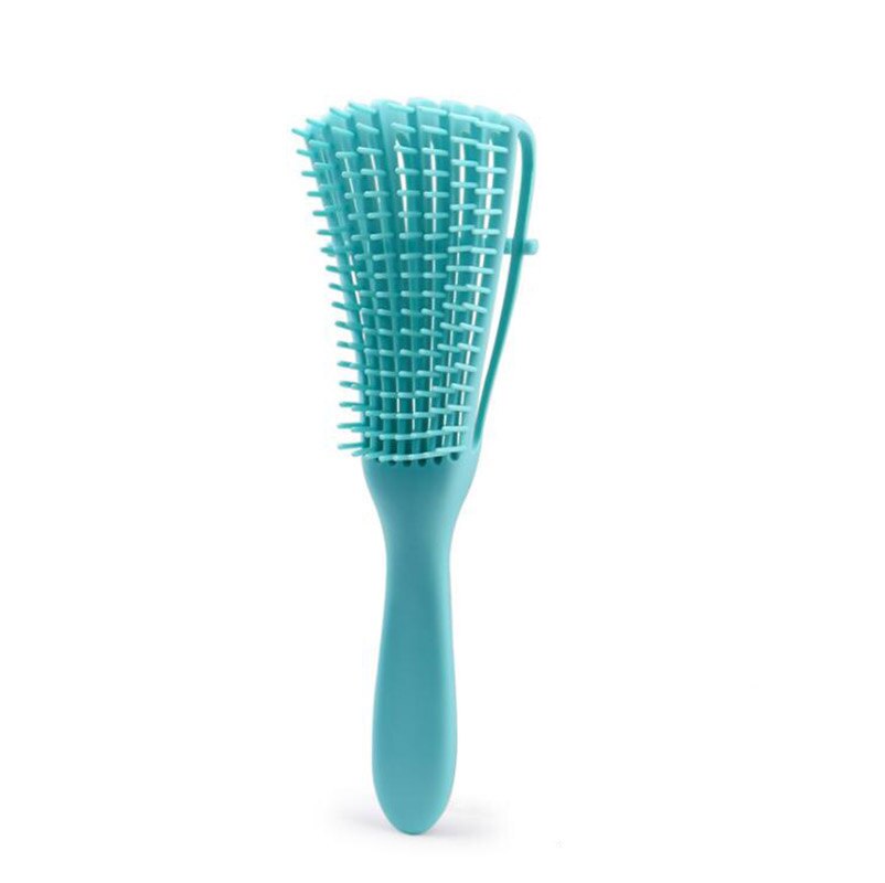 1 st detangling borste för lockigt hår halkfri gummi bläckfisk hårborste kam hårbotten massage borstar badrumstillbehör: Sjöblått