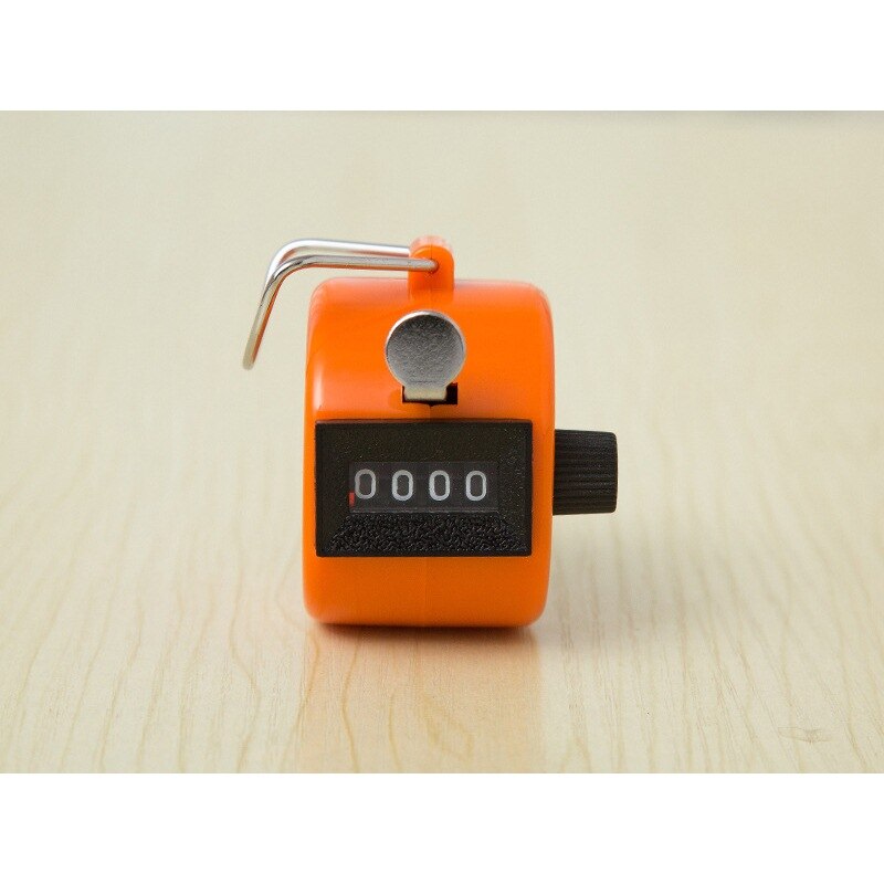 4 Digit Number Counter Clicker Hand Finger Display Manual Counting Tally Clicker Timer Soccer Golf Counter Muti color: Orange