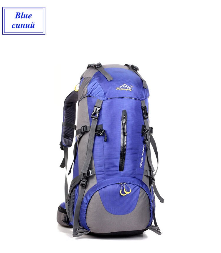 50L Large Capacity Outdoor Waterproof Trekking Climb Backpack Travel Hiking Mountaineering Rucksack Superlight Nylon Sports Bags: Blue