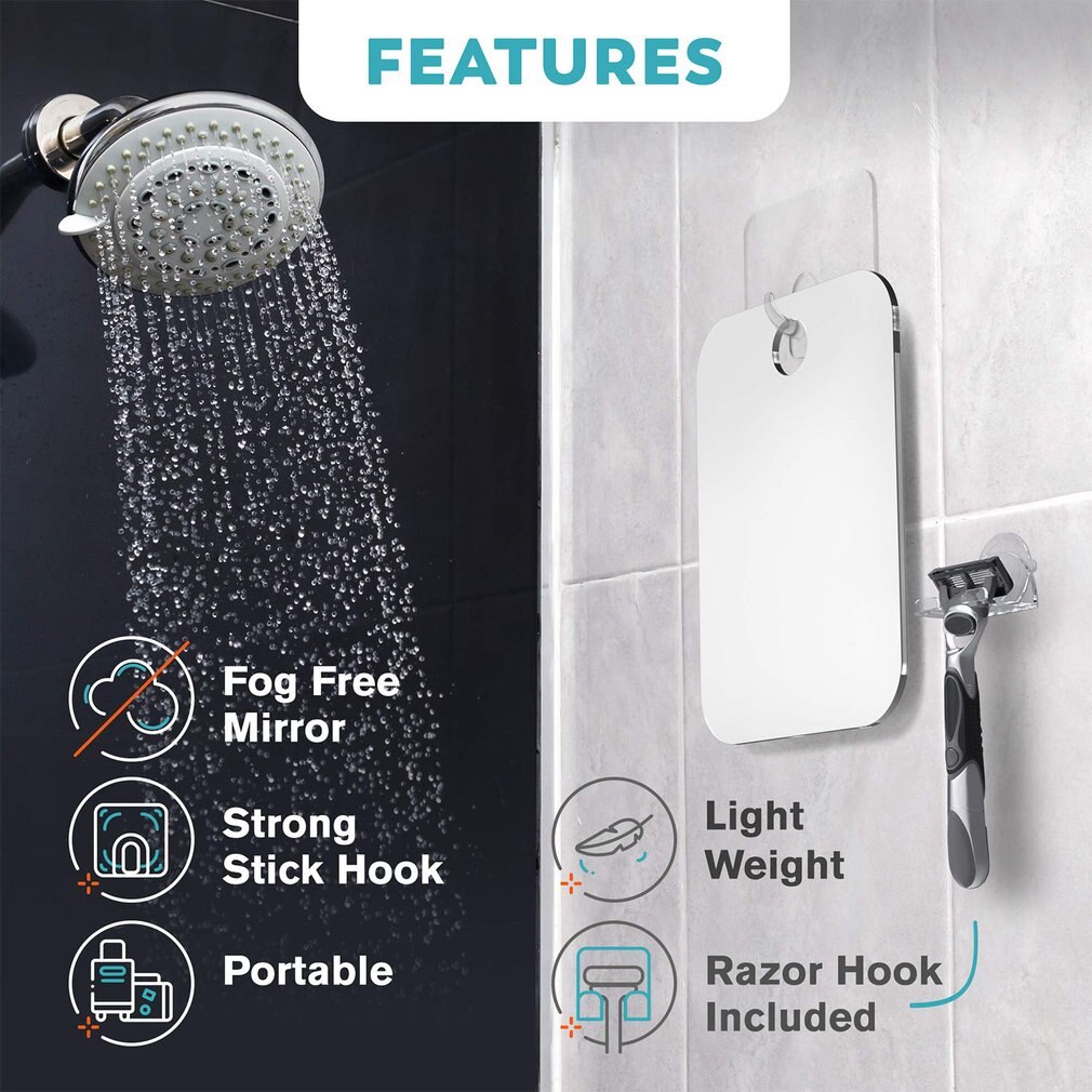 Draagbare Anti-Fog Spiegel Lichtgewicht Homehold Waterdichte Wand Gemonteerde Geschikt Voor Badkamer Handige Spiegel Compact