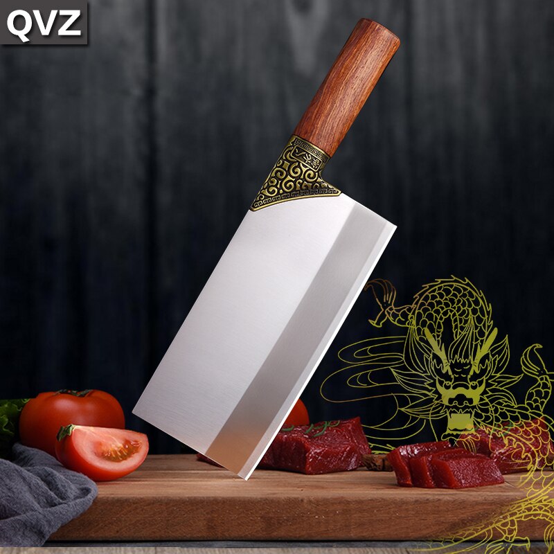 Cleaver Knife Kitchen Chef Knife Stainless Steel Razor Sharp Slicing Knife Meat Chopping Knife Wood Handle Chinese Kitchen Knife