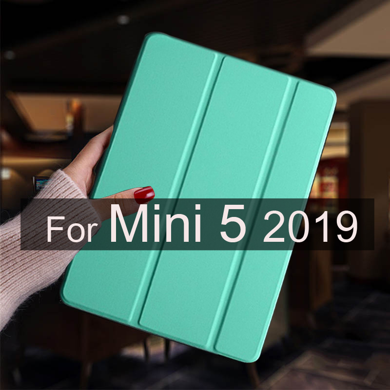 For ipad mini 5 4 3 2 1 Case Leather Stand Smart Tablet Cover Skin For iPad Mini 4 Case Mini 2 3 1 Mini 5 Protective Shell: Mini 5 Mint green