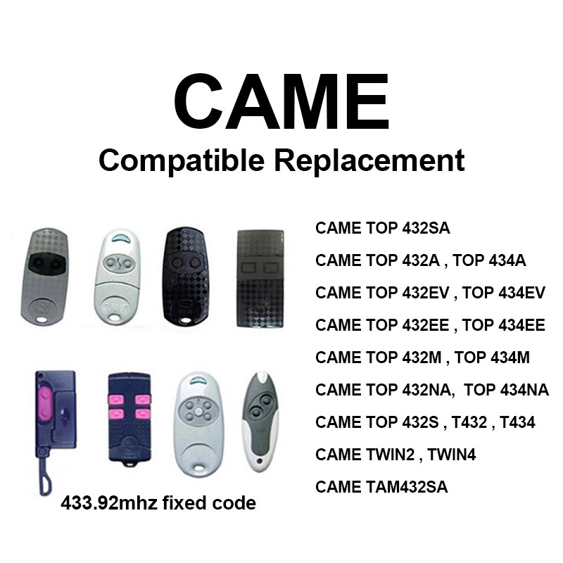 CAME TOP432NA TOP 432NA 2 Button Grey Gate Remote Control Key Fob 433.92 433 MHz Transmitter