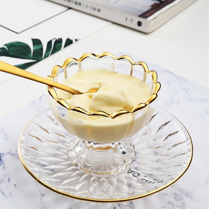 Glass ice cream cup dessert smoothie milkshake ice cream cup saucer ice cream glass bowl