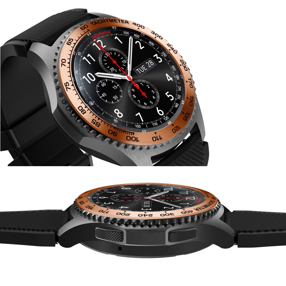 Newsteel för samsung galaxy watch 46mm för gear  s3 frontring bezel ring självhäftande anti repa metall lock smart watch tillbehör