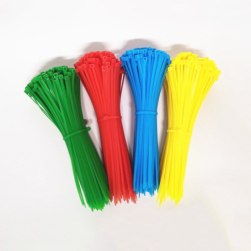 100 Pcs 6 Kleur 3*150Mm Plastic Zip Tie Zelfsluitende Nylon Kabel Mouw Ties Zwart/blauw/Groen/Gele Draad Binding Wrap Bandjes