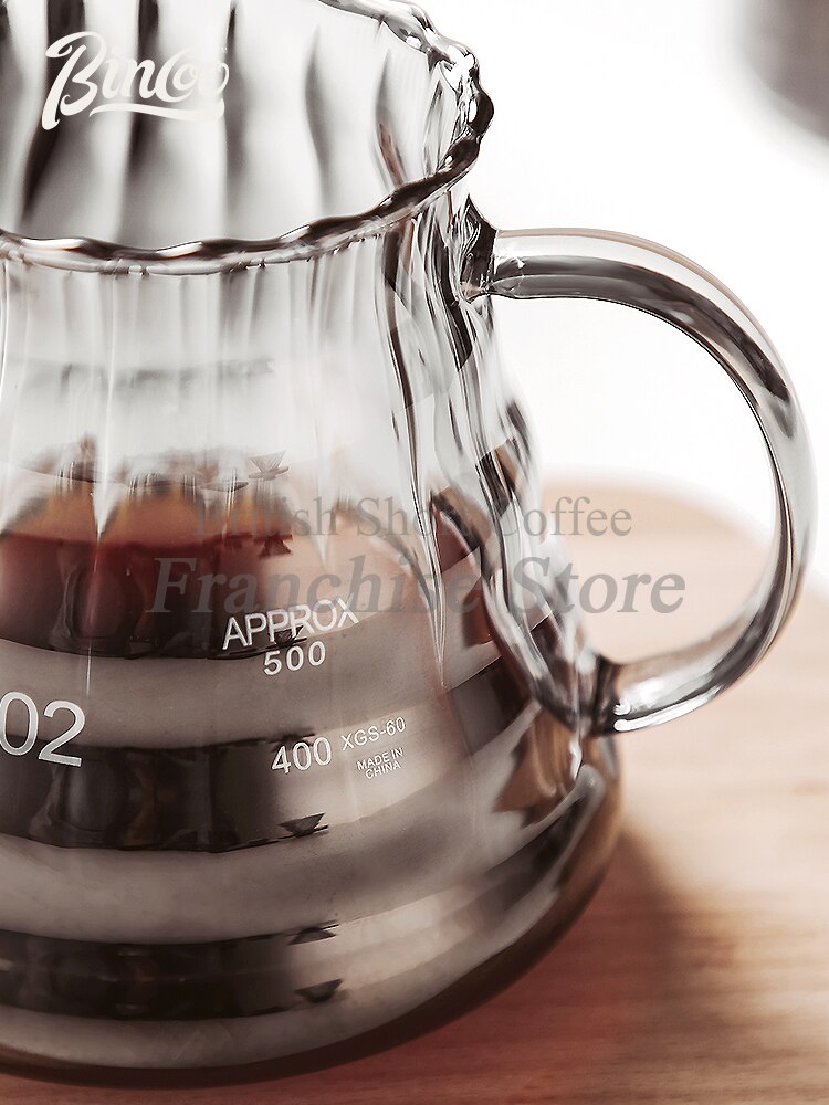 Striped V60 Drip Coffee Set Hand-held Coffee Pot Coffee Filter Cup Coffee Sharing Pot Free Spoon + Coffee Paper