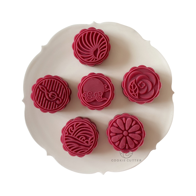 6 Stks/set 50G Chinese Stijl Patroon Mooncake Mal Handdruk Deegvorm Mid Autumn Festival Fondant Rijstcake Decoratie Ook