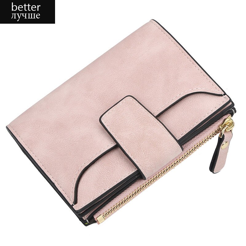 Women Wallet Hasp Small and Slim Coin Pocket Leather Purse Women Wallets Cards Holders Luxury Brand Wallets Purse: pink better