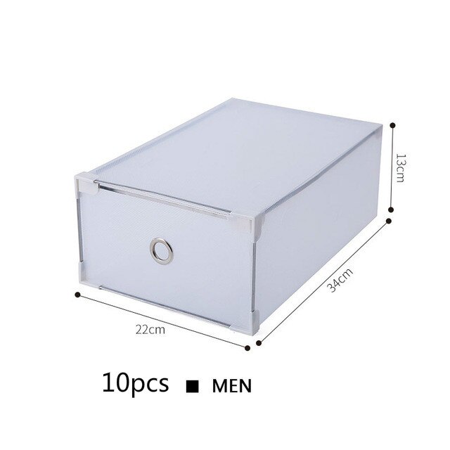 Foldable Simple Translucent Shoe Storage Box Thick Plastic Storage Drawers Shoe Box Dust Combination Shoe Storage Organizer: 10pcs Men