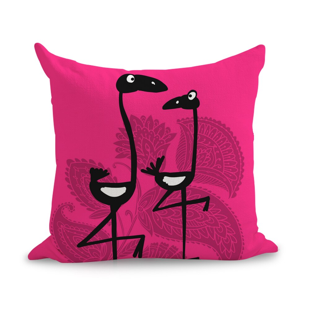 Akvarel pink flamingoer puder linned sofa sæde pude pyntepude boligindretning