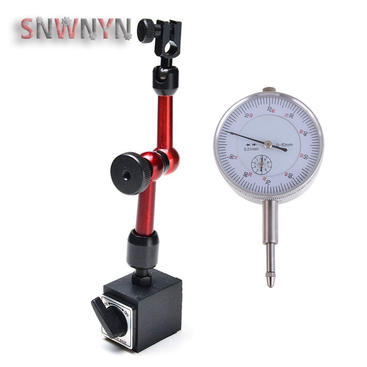 Mini Universal Magnetic Base Holder Stand 0-0.08/10mm Dial Test Indicator for Equipment Calibration