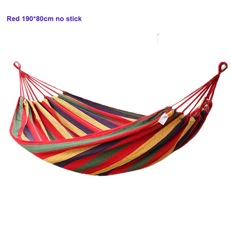 1/2 Mensen Sterke Outdoor Picknick Tuin Hangmat Draagbare Reizen Camping Hangen Bed Schommel Canvas Streep Hangen Bed Meubelen Hangmat: Red 190X80cm