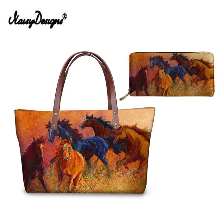 Pink Unicorn Horse Printed Women Shopping Bags Crossbody Bags Vintage Messenger Bag Leather Purse Shoulder Travel Top Tote Bags: LMF0079ALZ21