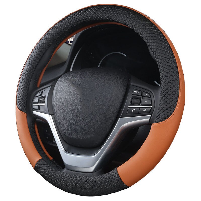 Sport Auto Stuurhoes Anti-Slip Lederen Auto Stuurhoes Car Styling Stuurwiel Beschermhoes Auto onderdelen: Black Orange