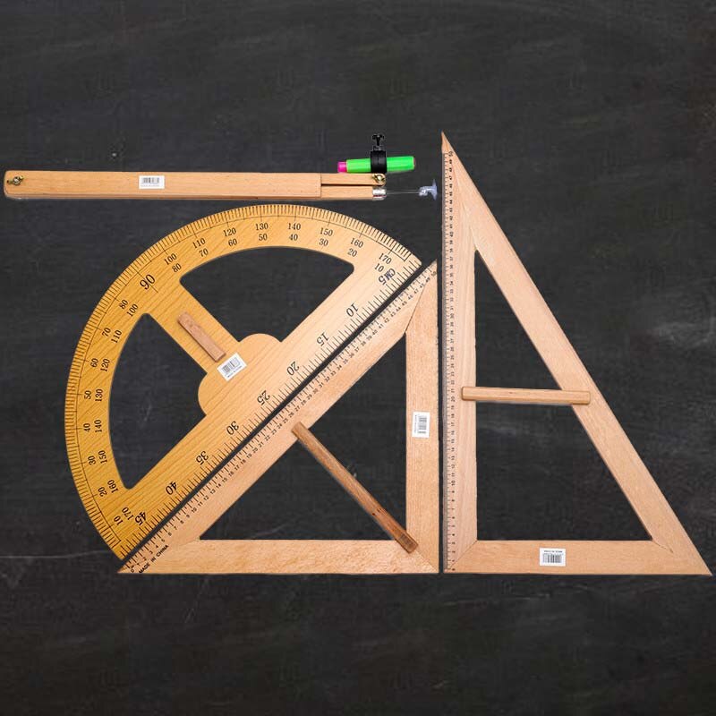 Massief Houten Teacher&#39; Driehoek Boord Heerser Gradenboog Schoolbord Multifunctionele Kompas 50Cm Driehoek Liniaal Set Grote Leermiddelen