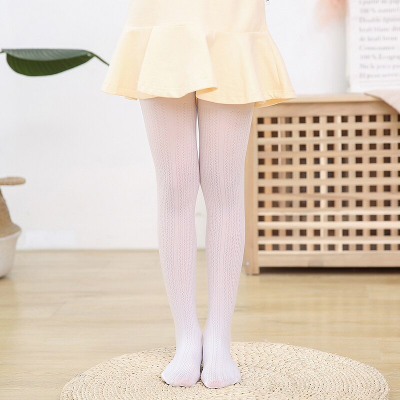 Girls' wave pattern velvet pantyhose summer thin white stockings leggings spring and autumn exercise special dance socks