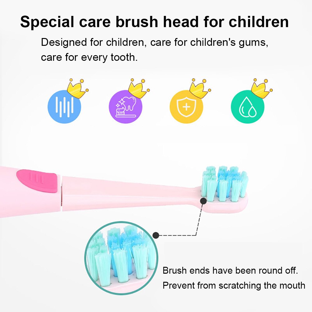 Kids Waterproof Sonic Vibration Gums Care Oral Cleaning Electric Toothbrush suction cup placed stably perfect for children