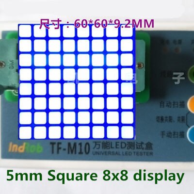 Blauw 8x8 digitale buis 5mm Vierkante LED Dot Matrix Display 60*60*9.2 MM Gemeenschappelijke ANODE LED display