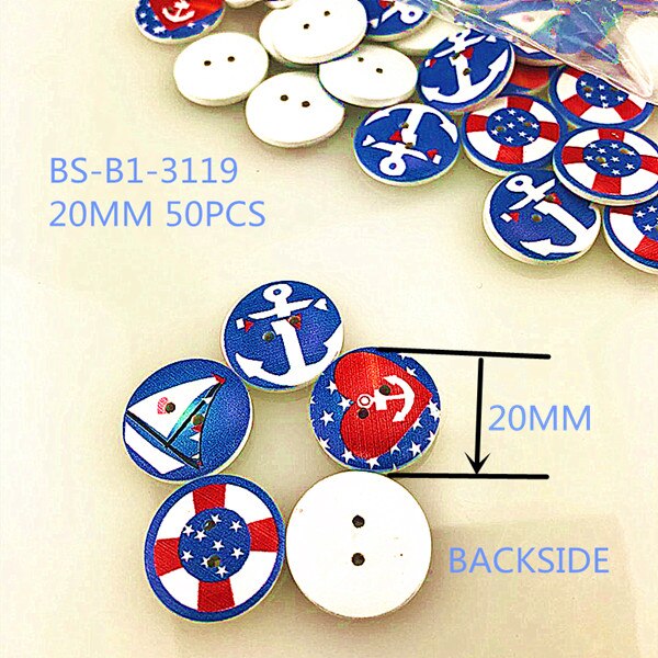 Botones de madera redondos y coloridos para bebé, botón de madera natural rosa, botones de para ropa, accesorios de costura de ropa: anchor buttons