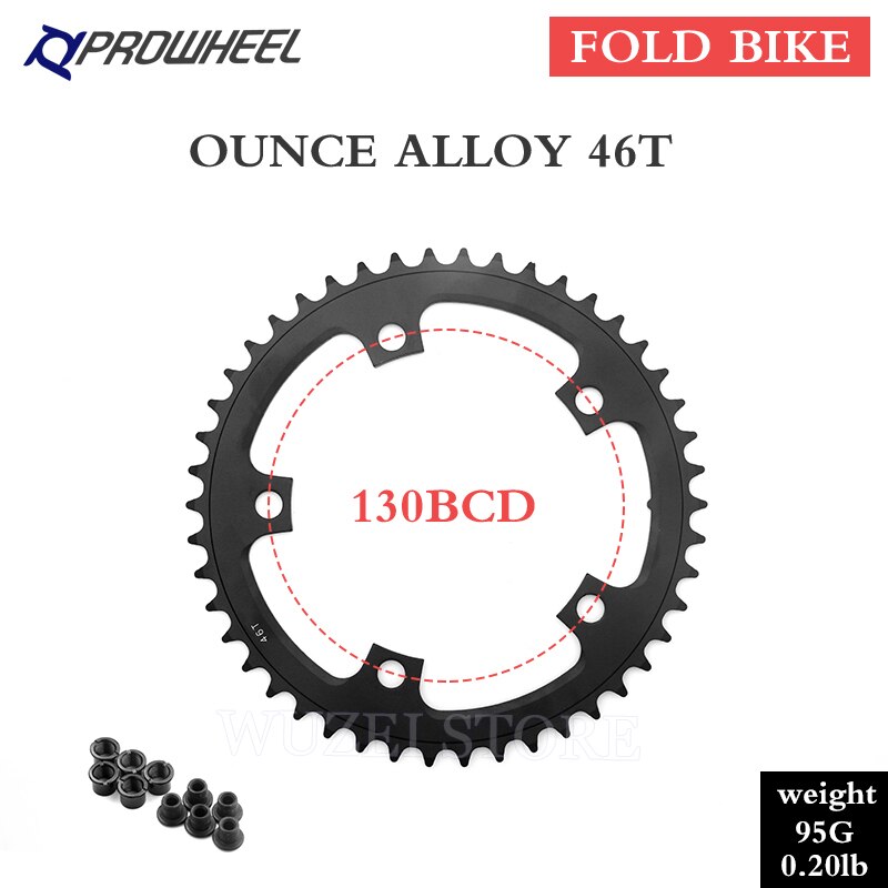 PROWHEEL 130 BCD round Fold bike Sprockets 46T 56T Aluminum alloy 7075 Chainwheel folding Bike Crankset Tooth for Shimano: OUNCE AL6061 46T