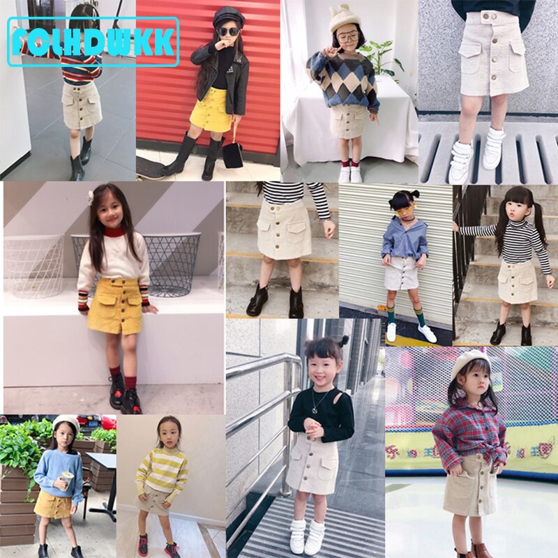 FCLHDWKK Gonne Delle Ragazze Per I Bambini 2019 di Inverno di Autunno Nuovi Bambini di Arrivo Dei Vestiti Dei Bambini Gonne di Velluto A Coste Del Bambino bambina Gonne 1-7Y