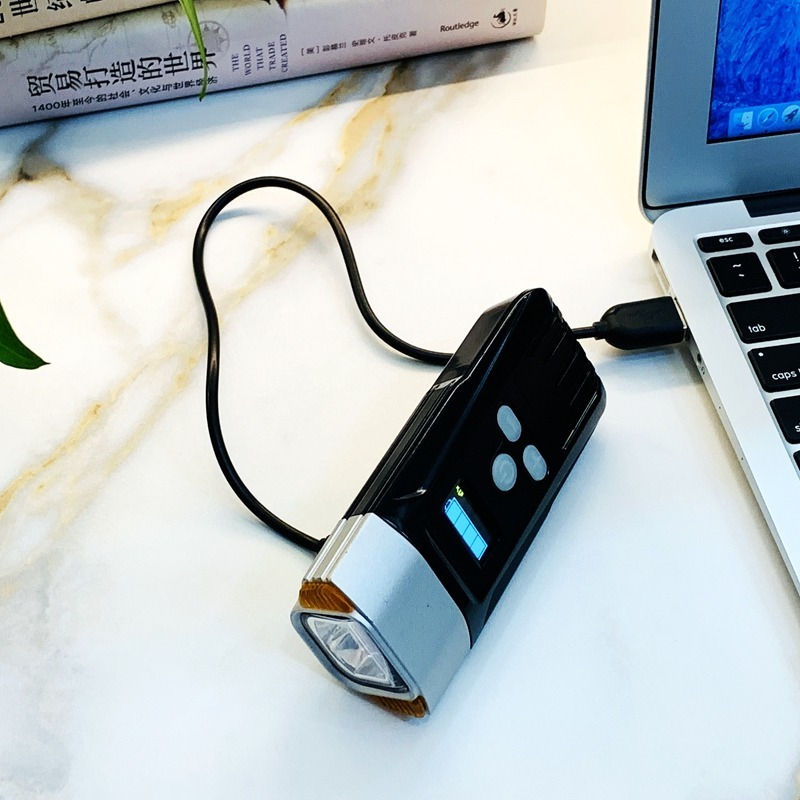 Lumens Rechargeable Bicycle Headlight with OLED Display ScreenUltra-Bright and IP66 Waterproof for Motorcycle