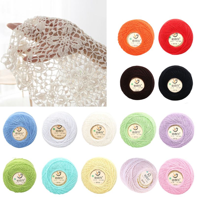 50g Thin DIY Cotton Lace Yarn Candy Color Crochet Hand-Woven Silk Light Thread
