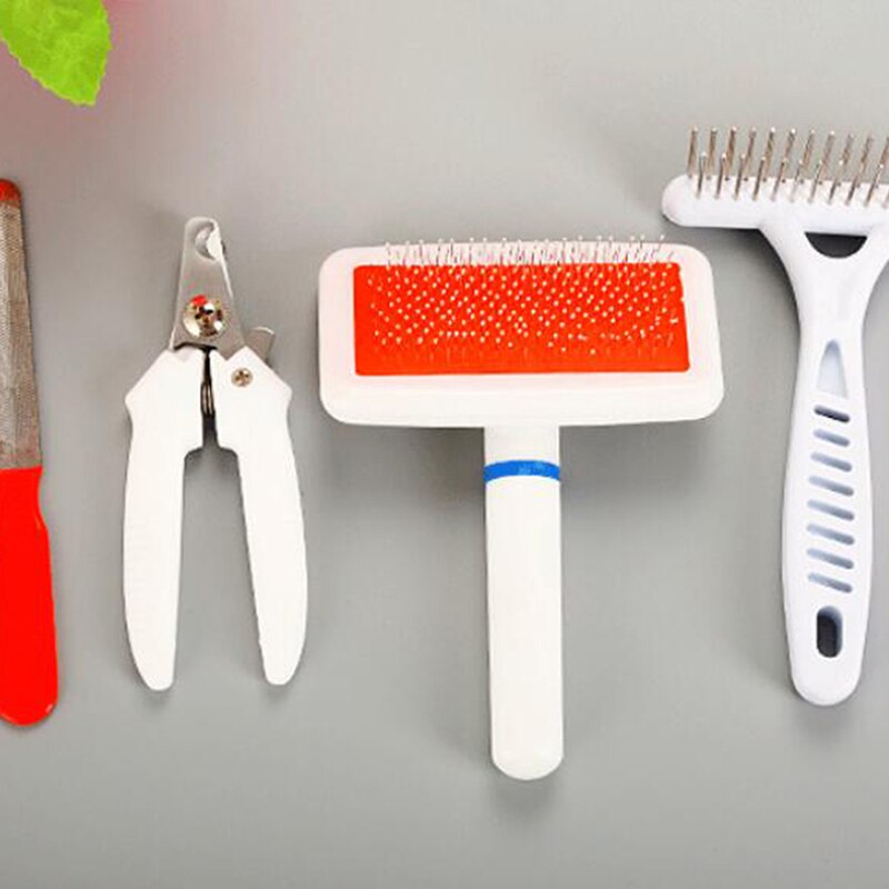 Pet Grooming Tool Set 4 Piece Pet Cleaning Tool Set Dog Comb Brush Nail Clipper Stainless Steel Set Pet Products