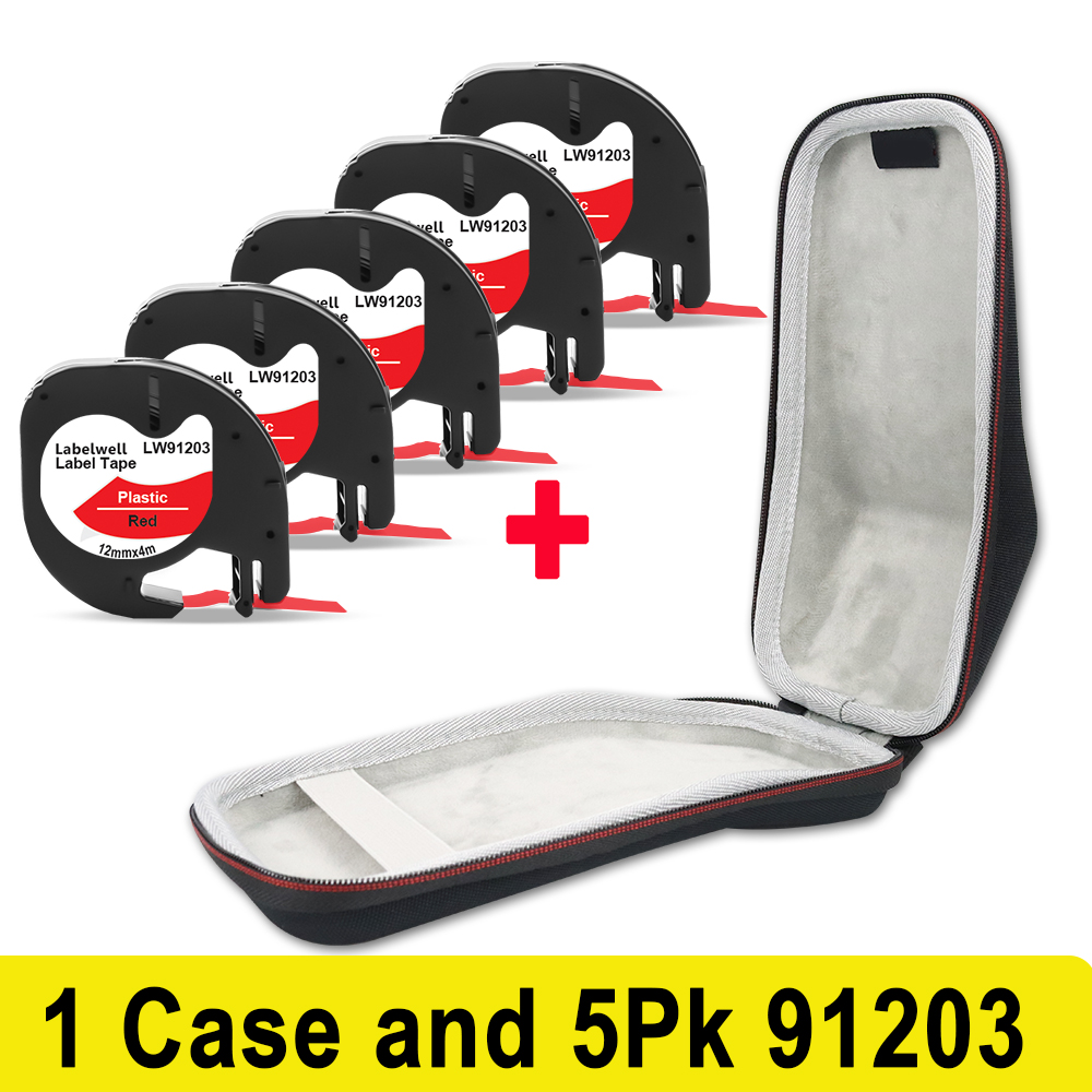 Labelwell ochronny futerał podróżny do Dymo Letratag LT-100H LT100H wytwórnia etykiet twardy futerał do przenoszenia schowek LT 91201 12267: 1 Case 5PK 91203