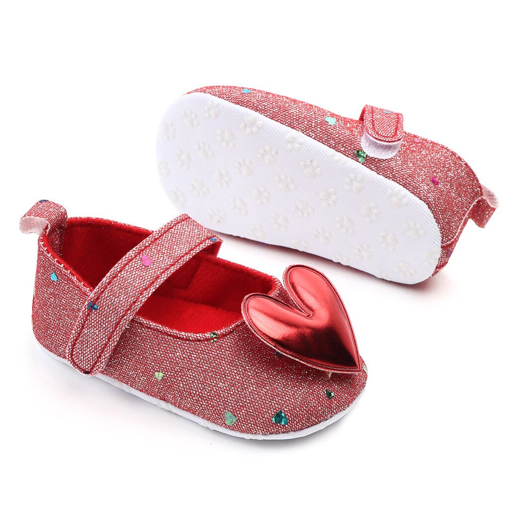 TELOTUNY Kid Baby First Walker Shoes Infant Shoes Girls Princess Casual Soft-Soled Heart-Shaped Baby Walking Non-slip Shoes 1105