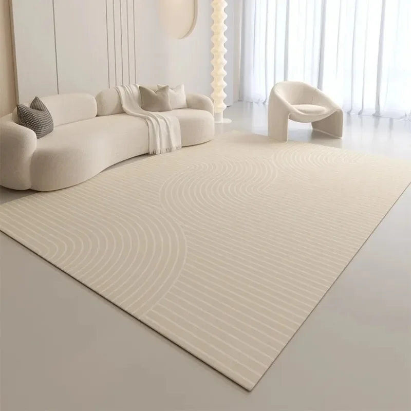Teppich für cremefarben, minimalistisch, gestreift, Beige, große Wohnzimmerteppiche, bequemer Schlafzimmerteppich, Sofa, Tisch, rutschfest