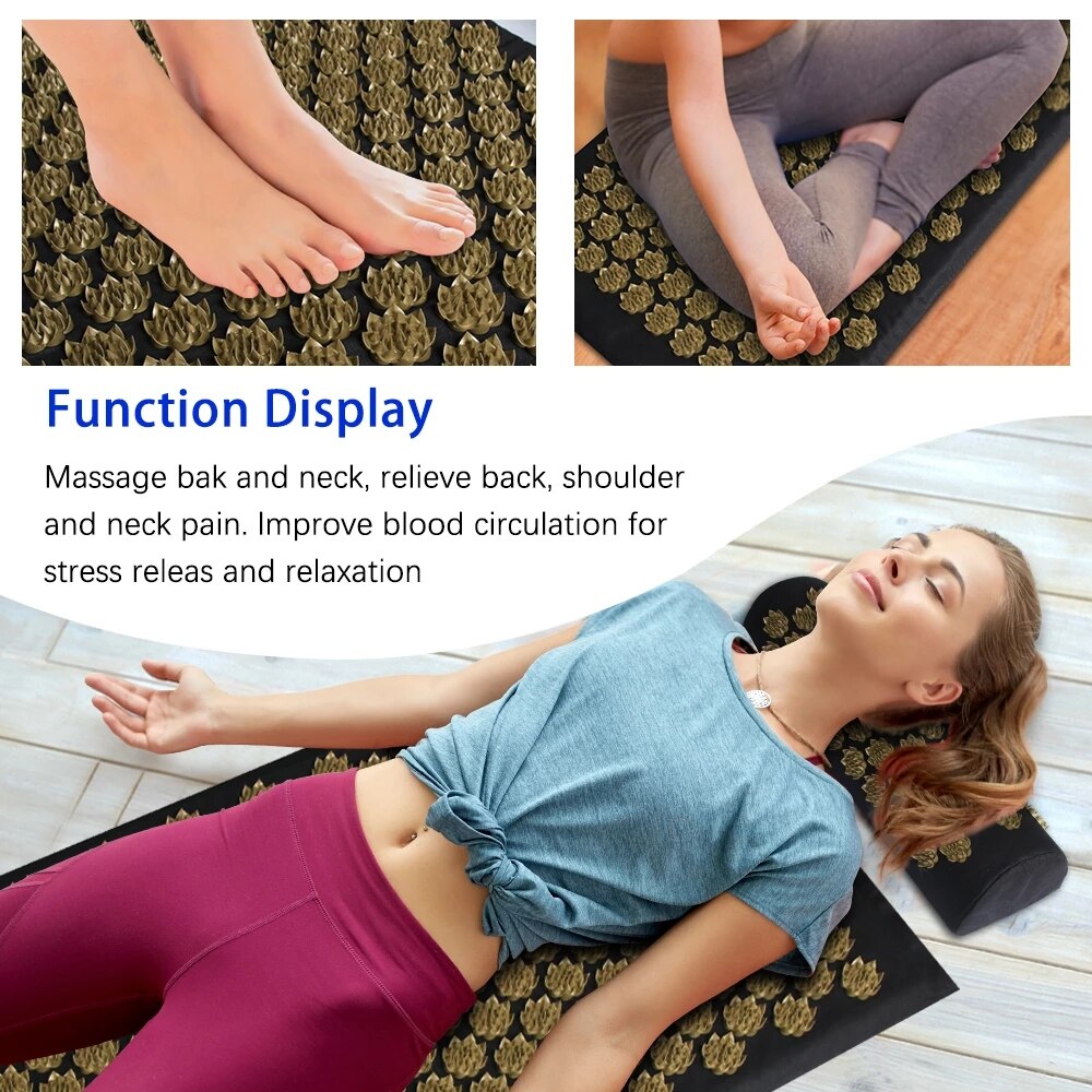 Pranamat Eco Lotus Spike Mat Acupunctuur Massage Kussen Kuznetsov's Applicator voor Nek Voet Terug Yoga Acupressuur Massage Mat