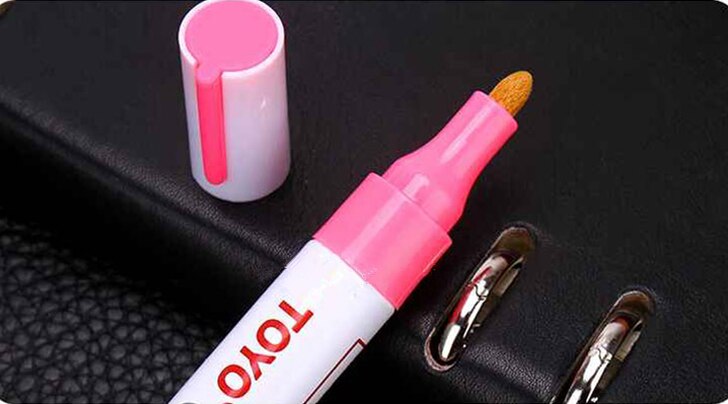 9 Colors White Waterproof Permanent Paint Marker Pen Car Tyre Paint Pen Rubber Tread Environmental Tire Painting DIY Office: Pink 1pc