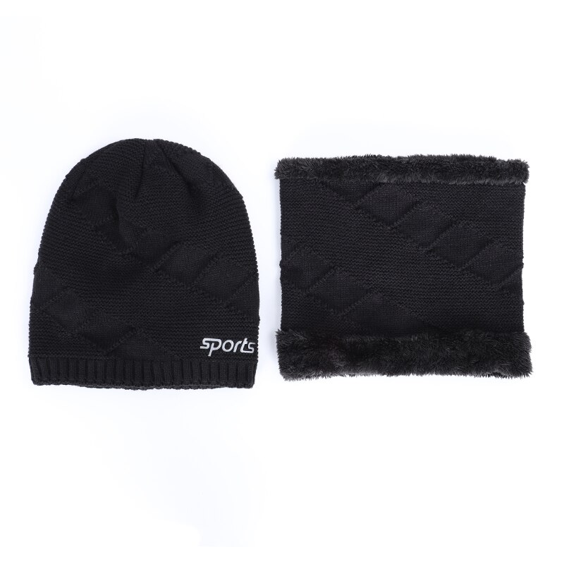 Vinter dame kasket herre kasket far hat sport unisex gorras populære mandlige skullies varm tyk hække kasket 2 stk sæt