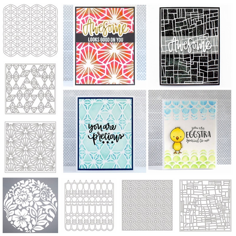 Flower Block Grid Plastic Stencil For DIY Scrapbooking Decorative Embossing DIY Paper Card Craft Plastic Templates Drawing Sheet