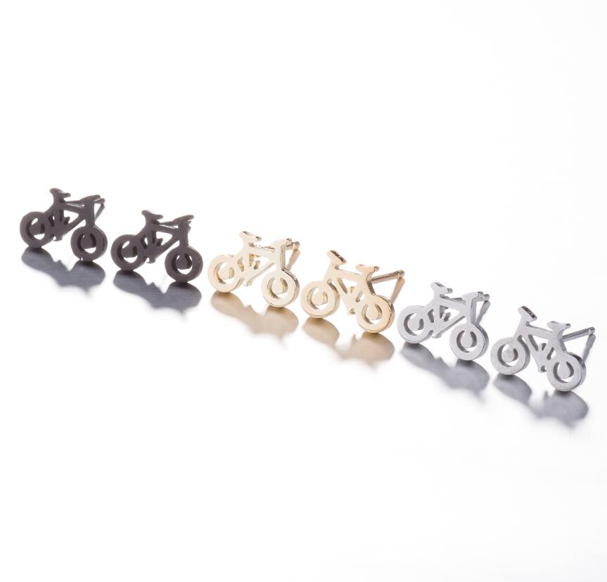 SMJEL-pendientes pequeños negros para bicicleta para hombre y mujer, joyería para Piercing en la oreja de acero inoxidable, aretes deportivos para Fitness,