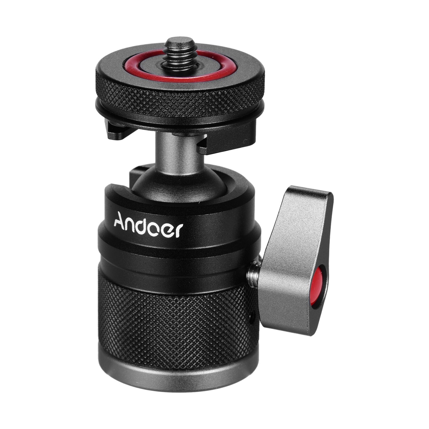 Andoer 2in1 Mini Cold Shoe Ball Head Dual Use 1/4 Screw Cold Shoe Aluminum Alloy for Camera Phone Speedlite Tripod Selfie Stick: Only Ballhead