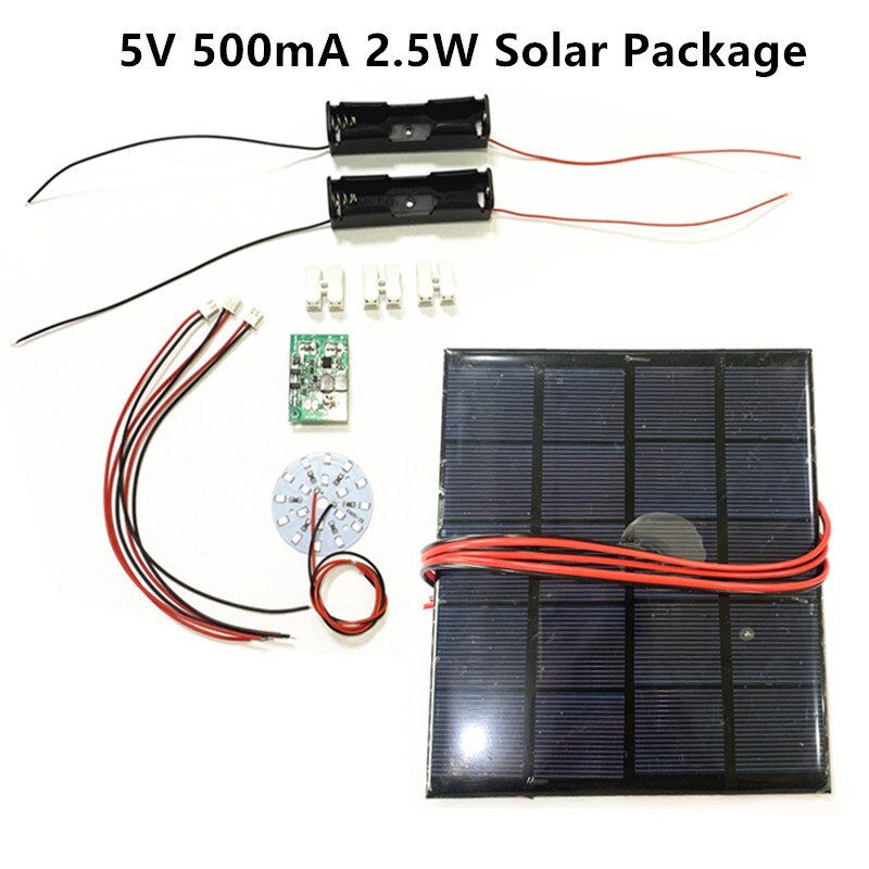DIY KIT 5V 200mA 1W 2.5W Solar Panel with 0.6A Solar lamp Light controller 3.7V 5V 600ma with 3.7V 5W LED