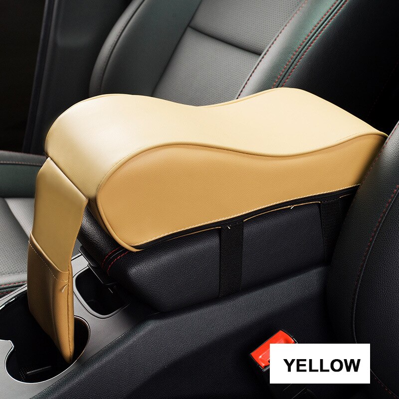 Leather Car Central Armrest Pad Universal Auto Center Console Arm Rest Seat Box Mat Cushion Pillow Cover Vehicle Car Styling: yellow