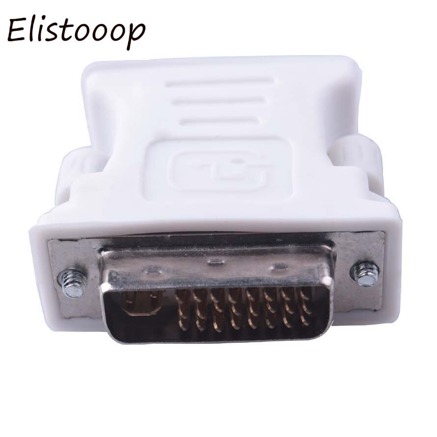 Elistooop dvi -i 24+5 pin dvi han til vga hun video konverter adapter til pc laptop hdtv lcd dvd computer projektor