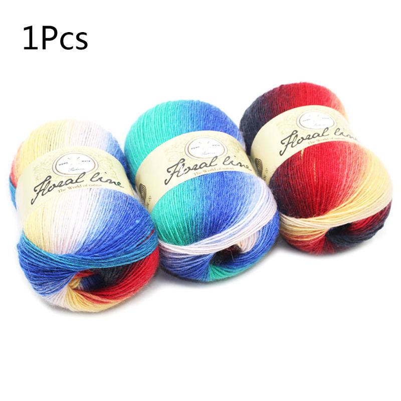 Soft Worsted Yarn Rainbow Gradient Colors DIY Baby Knitting Wool Shawl Scarf Crochet Thread Supplies