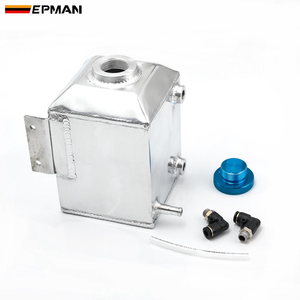 EPMAN Aluminum Universal Oil Catch Surge Tank Oil Separator Oil Reservoir Fuel Surge Tank 1L EPYXFST015
