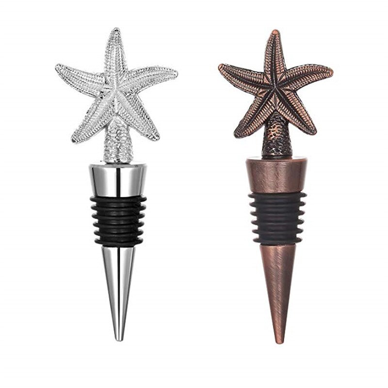 Decorative Starfish Shape Wine Bottle Stopper Zinc Alloy Friendly Reusable Wine Stopper For Sweetheart Favors Wedding
